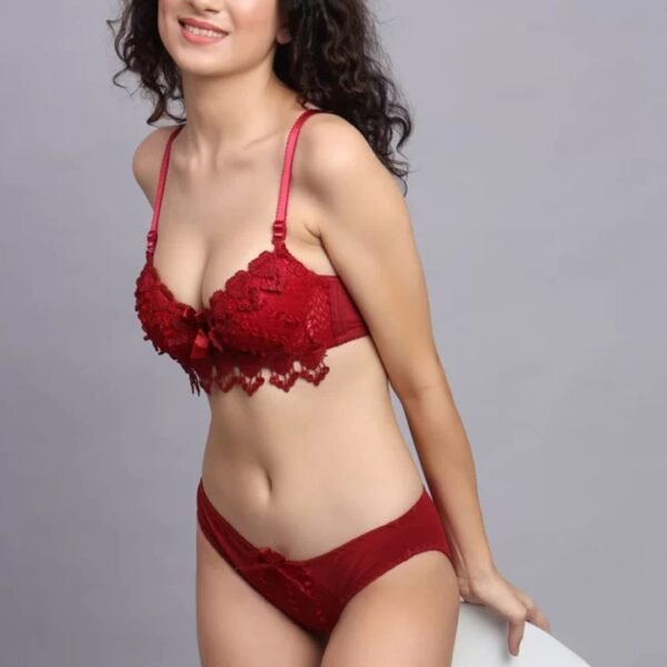 Pushup Floral Lace Bra Panty Set